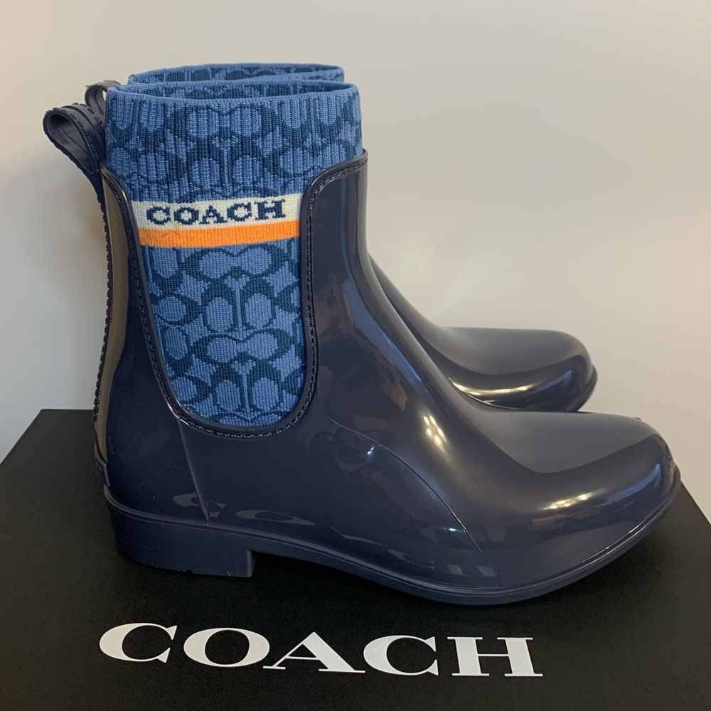 Brand New Coach Rivington Rubber Short Rain Boots 7 B/Narrow Fit/Size Up